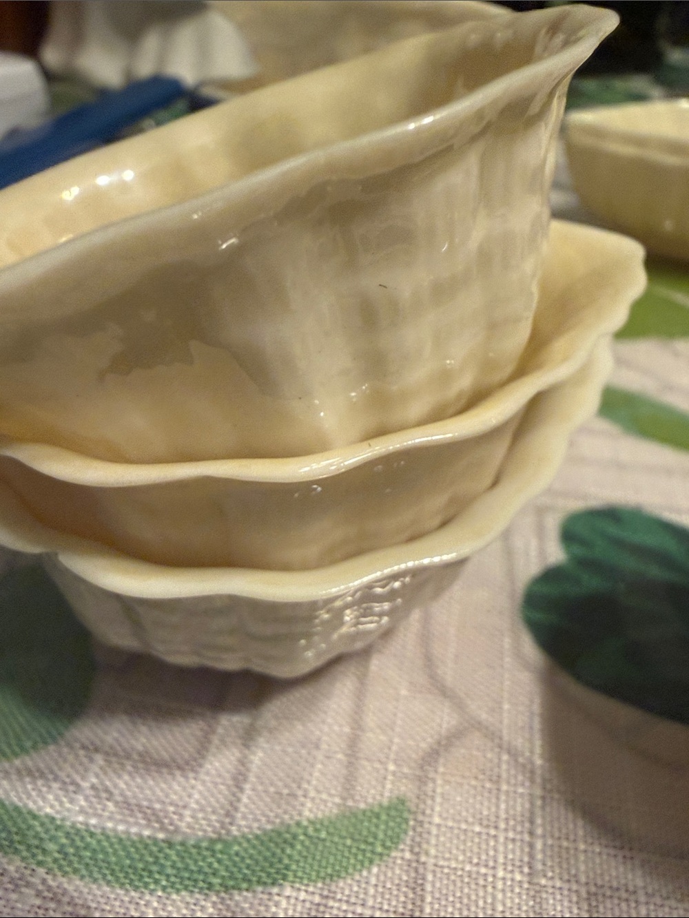 Belleek open salt bowls